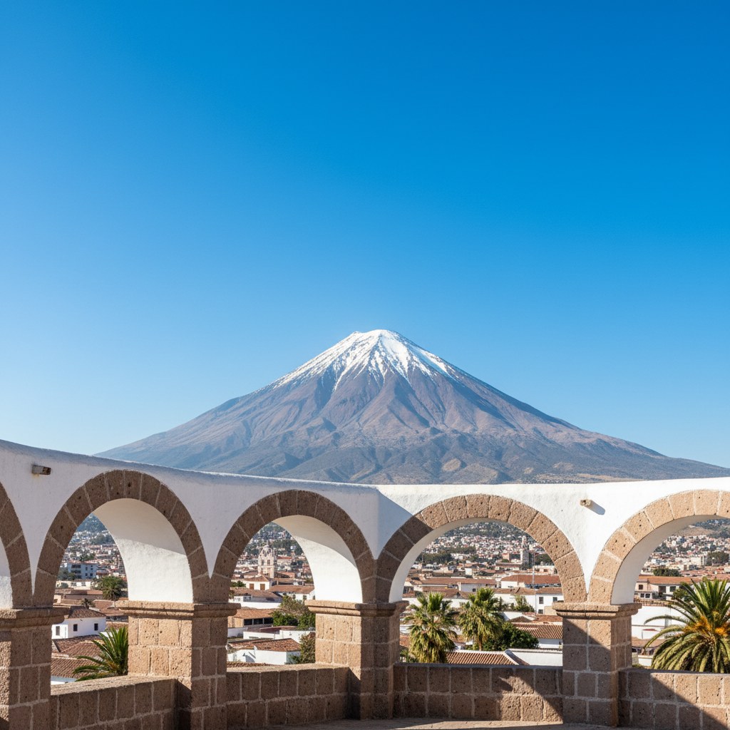 Vista del volcán Misti desde el mirador de Yanahuara en Arequipa